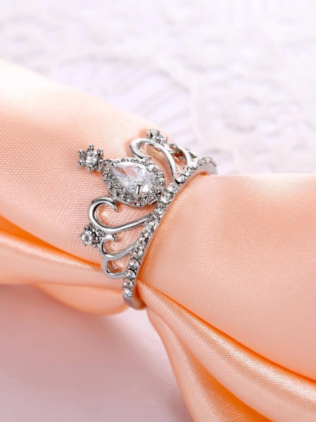 

MYKI Silver-Plated CZ-Studded Finger Ring