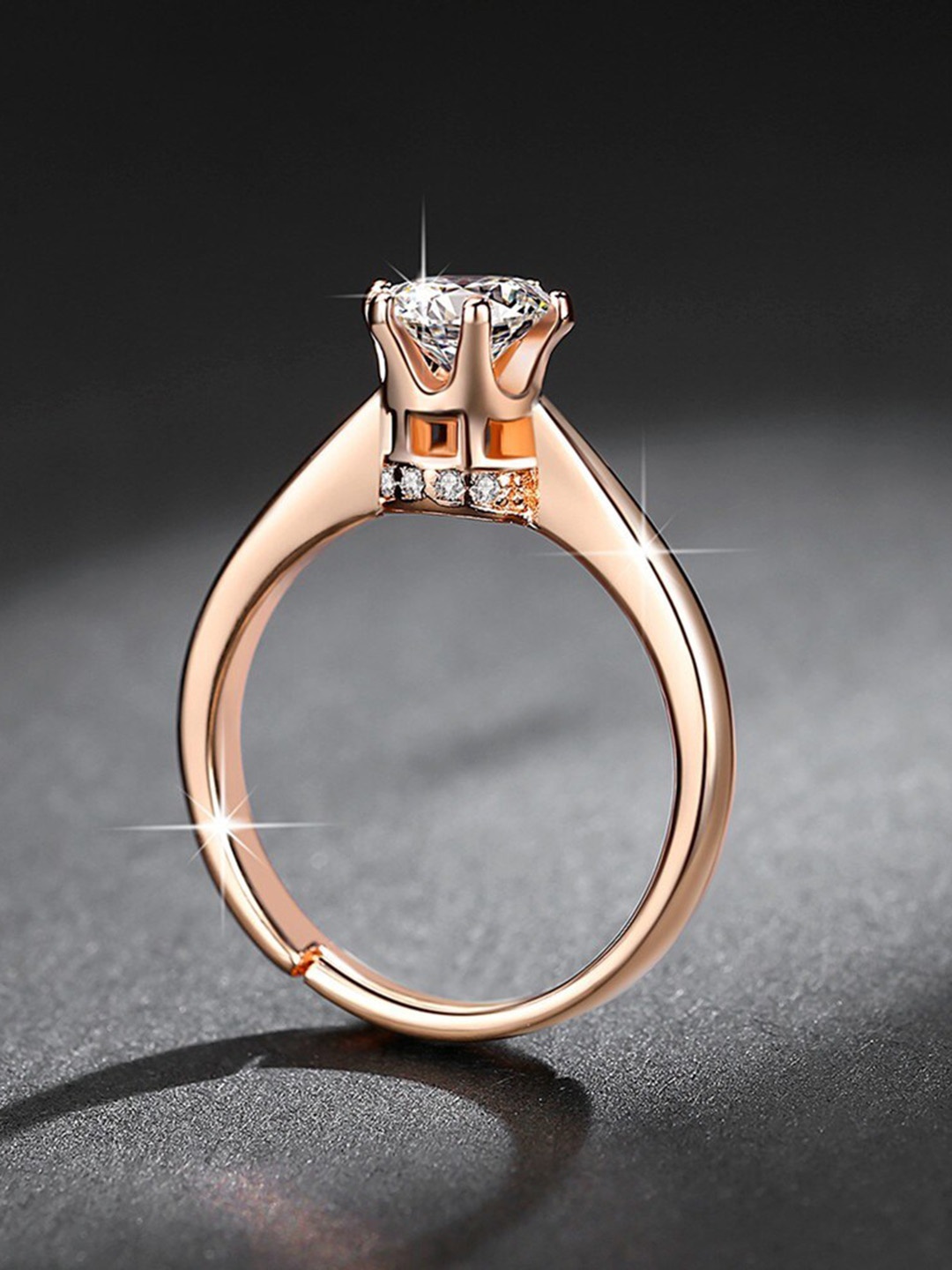

MYKI Gold-Plated CZ-Studded Adjustable Finger Ring