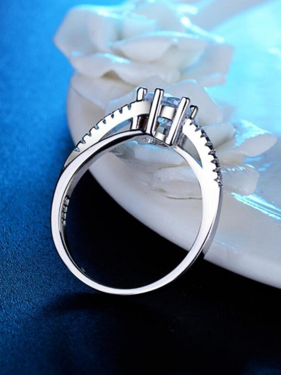 

MYKI Silver-Plated CZ-Studded Finger Ring