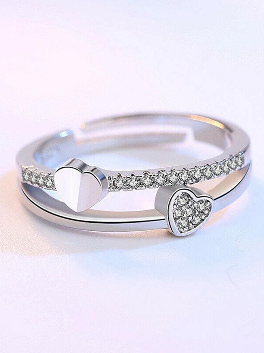 

MYKI Women Silver-Plated CZ-Studded Finger Ring