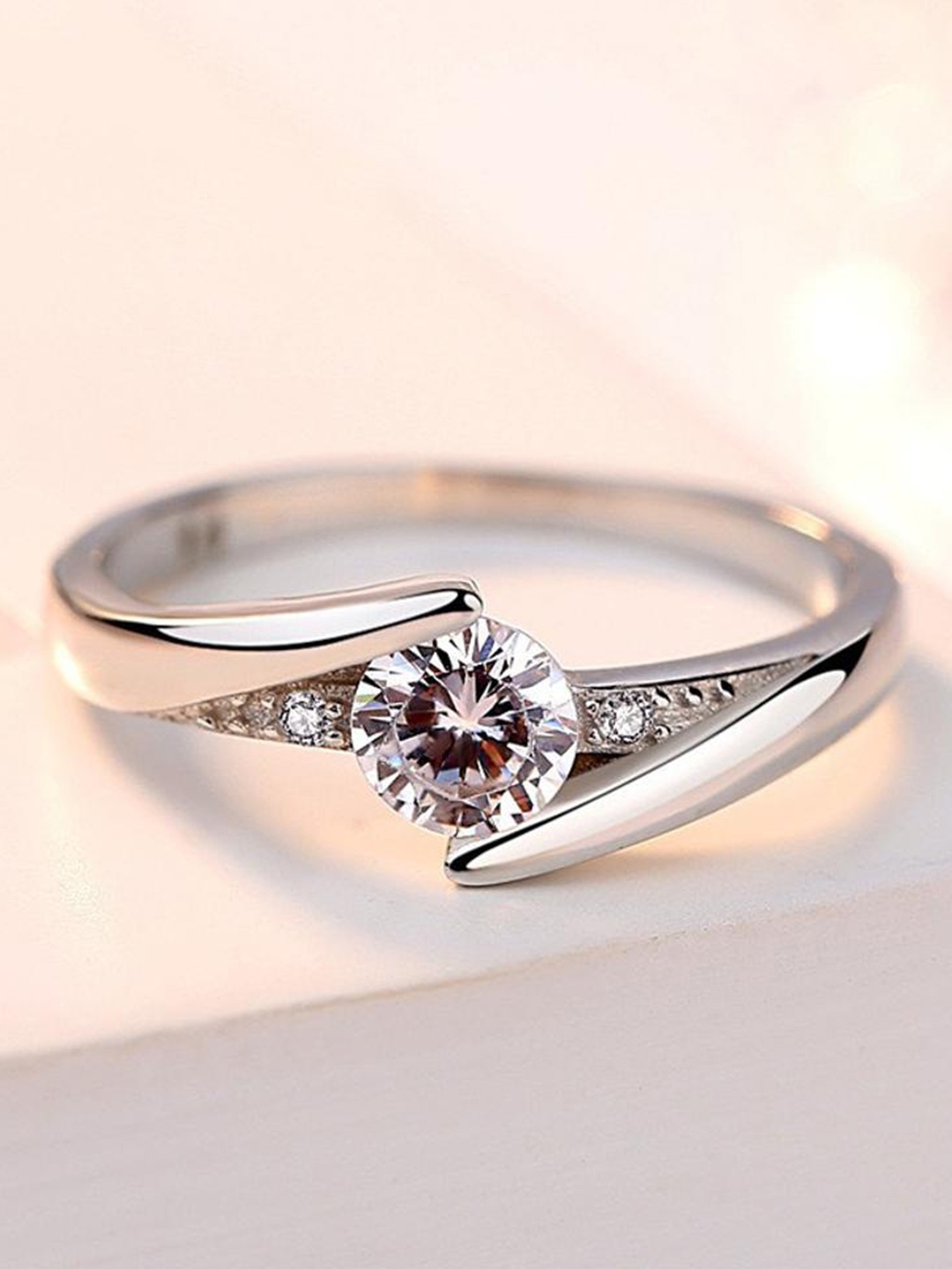 

MYKI Silver-Plated CZ-Studded Finger Ring