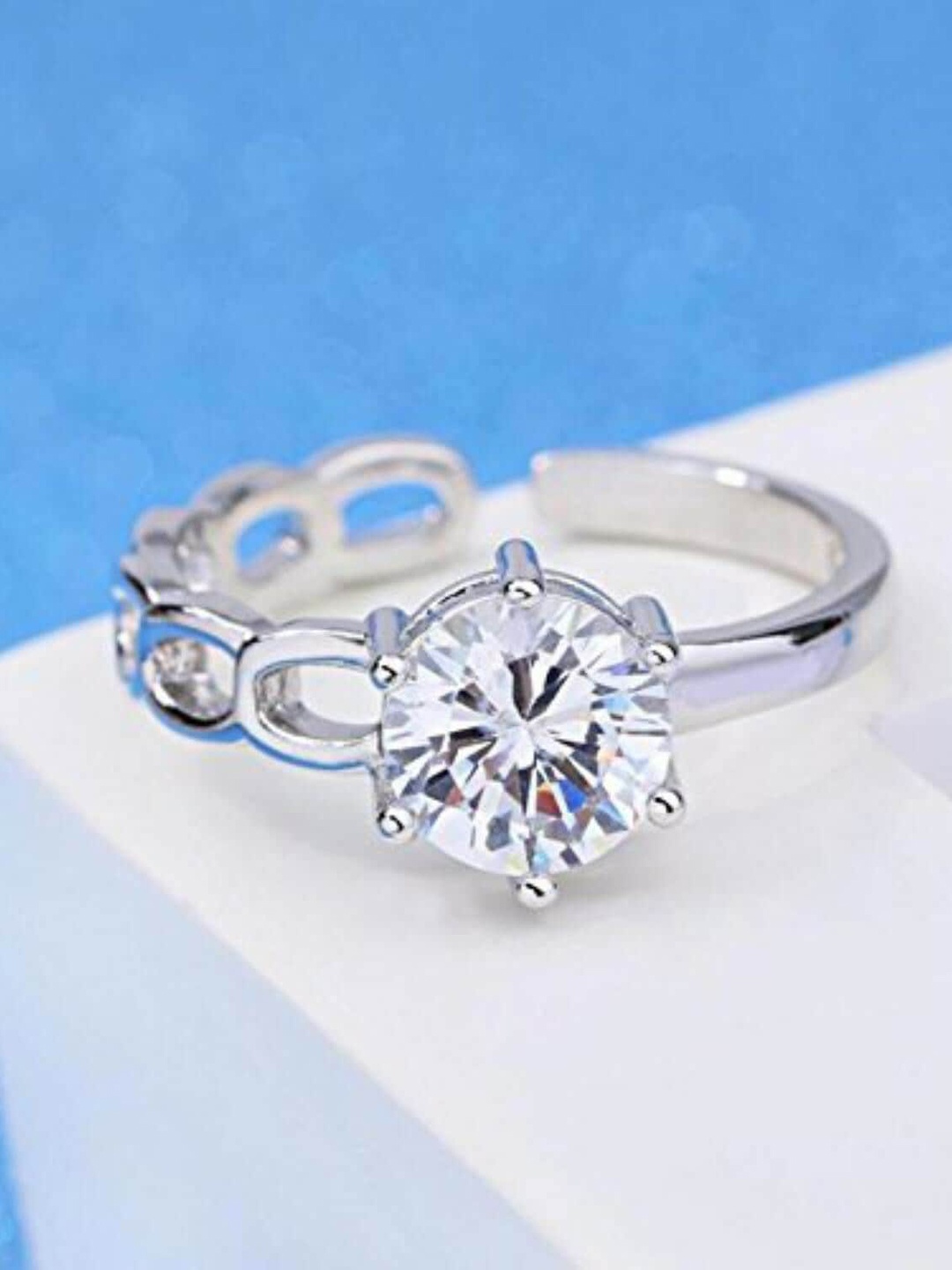 

MYKI Set Of 2 Silver-Plated CZ-Studded Finger Ring