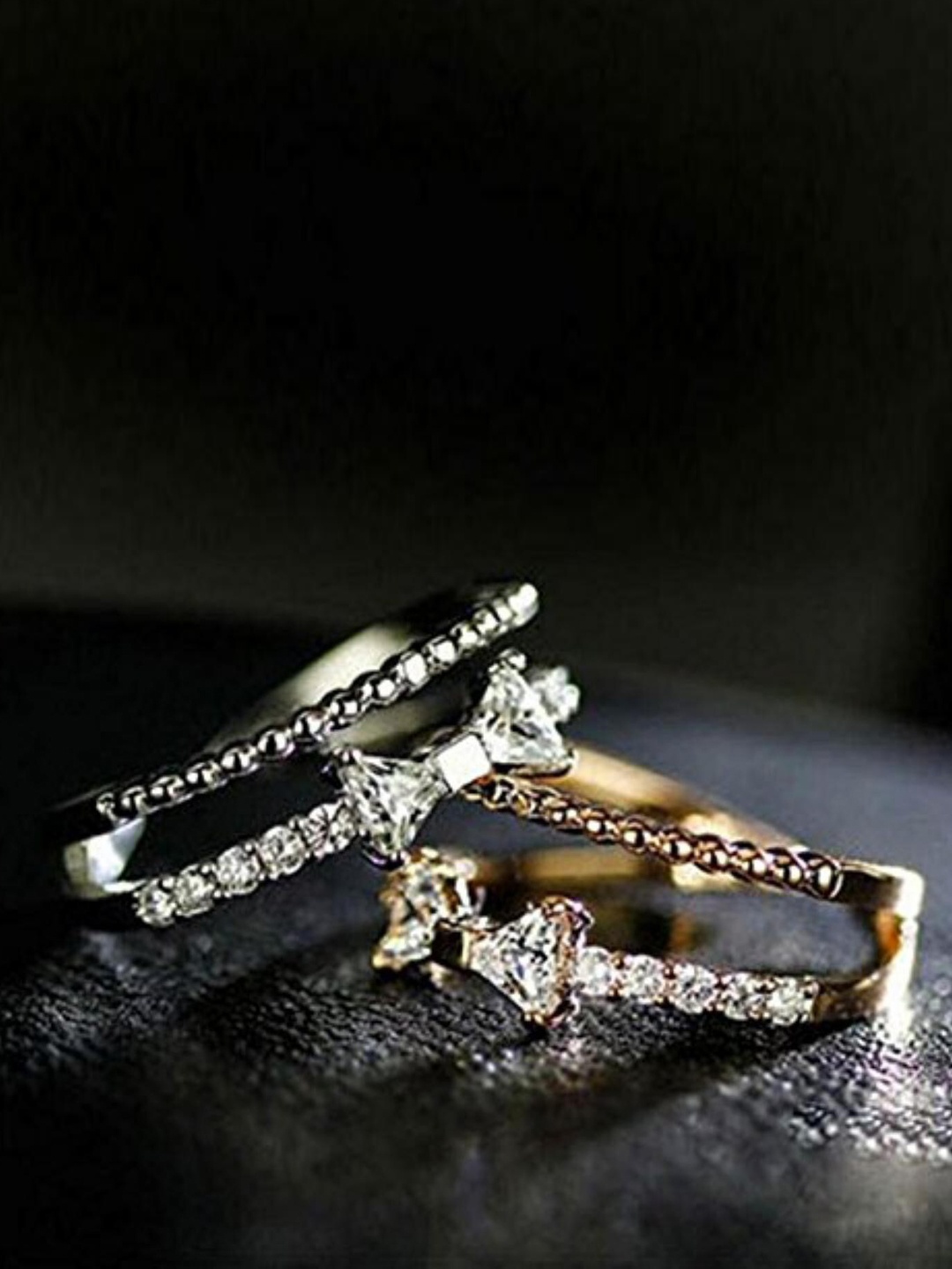 

MYKI Silver-Plated Cubic Zirconia-Studded Bowknot Ring