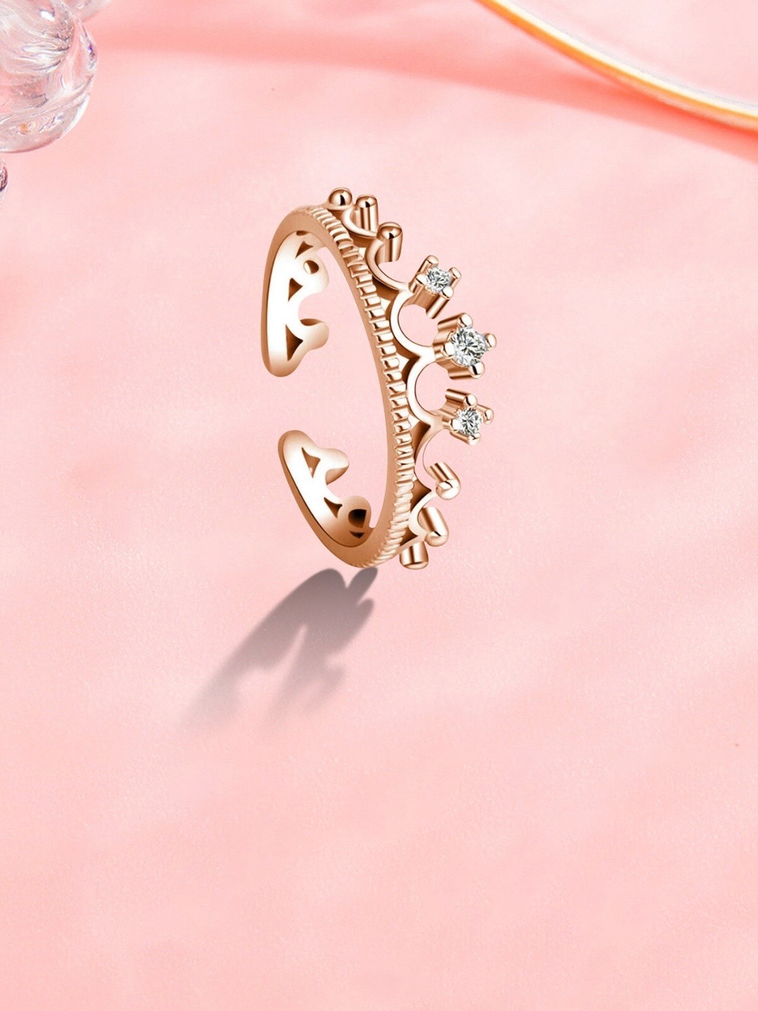 

MYKI Rose Gold-Plated Cubic Zirconia-Studded Ring