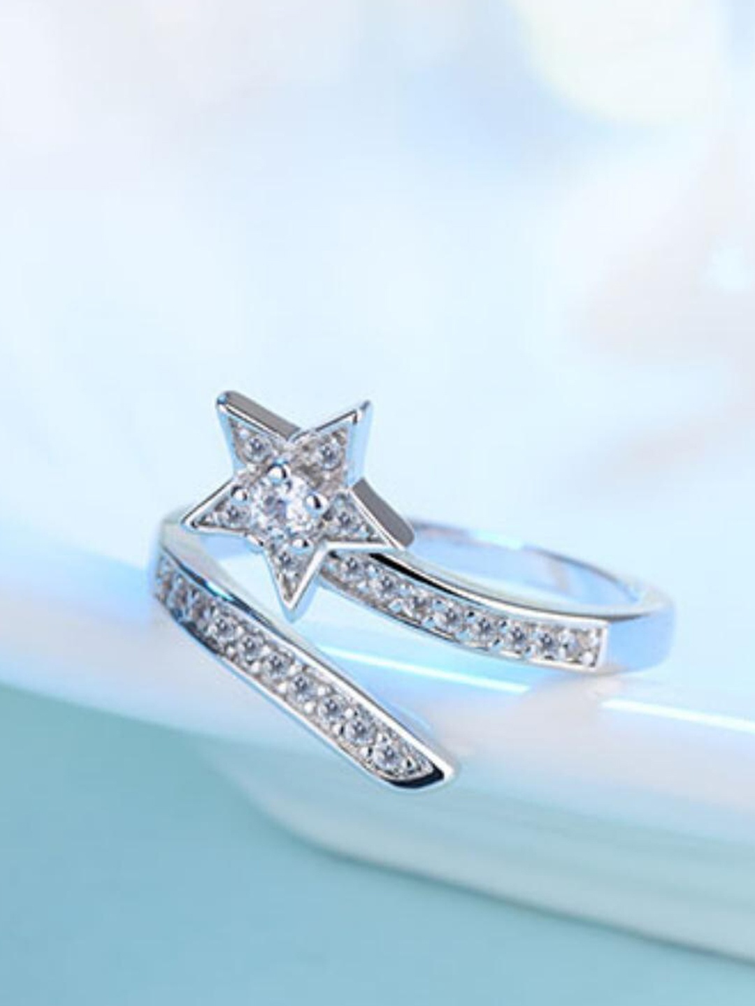 

MYKI Silver-Plated Cubic Zirconia-Studded Ring