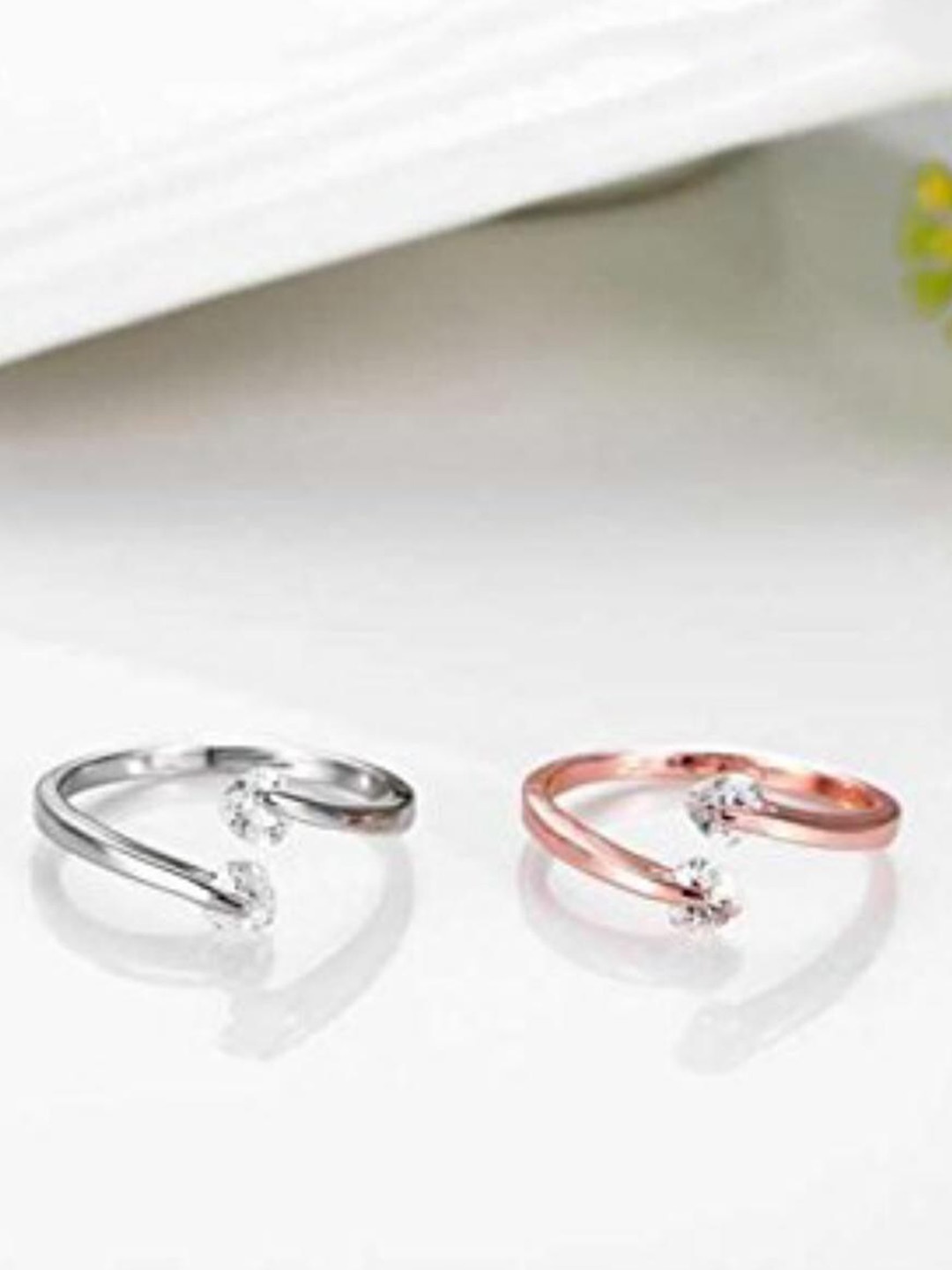 

MYKI Silver-Plated CZ-Studded Adjustable Ring