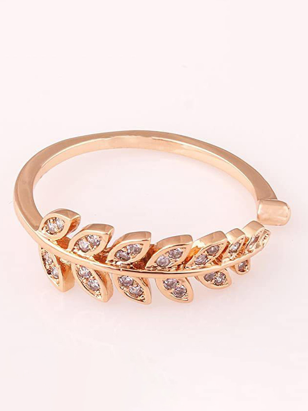 

MYKI Rose Gold-Plated CZ-Studded Adjustable Ring