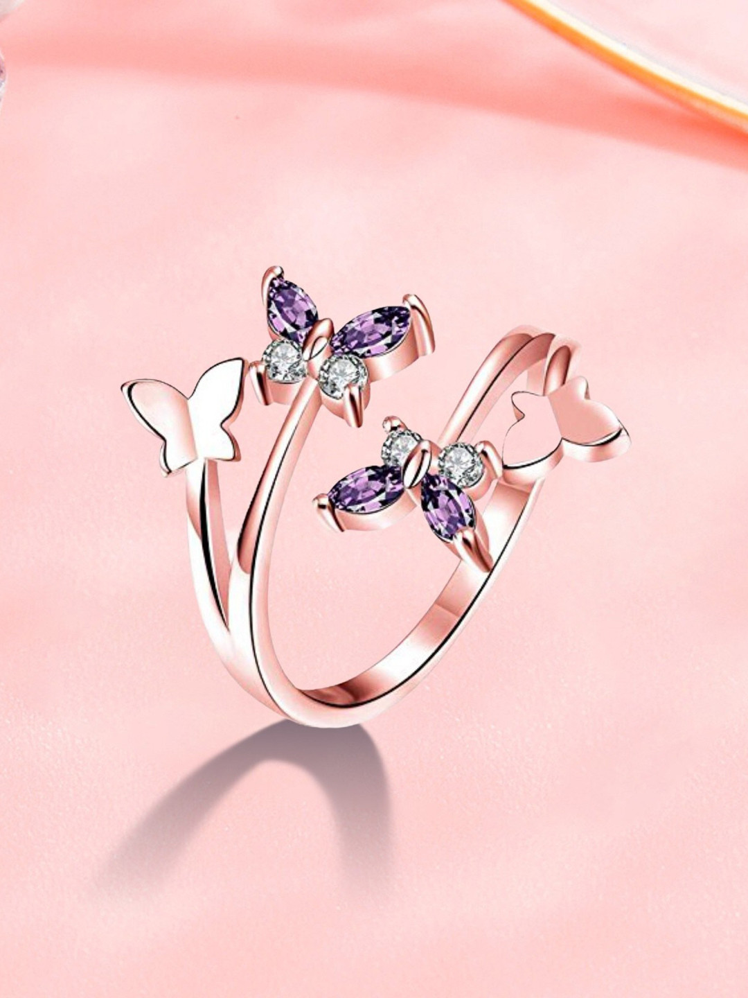 

MYKI Rose Gold-Plated CZ-Studded Ring