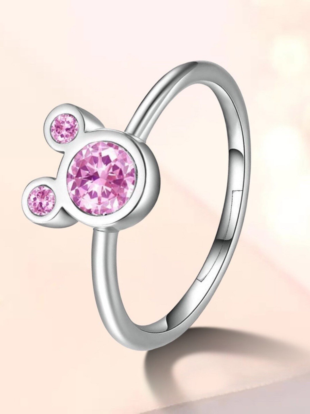 

MYKI Silver-Plated CZ-Studded Mickey Finger Ring
