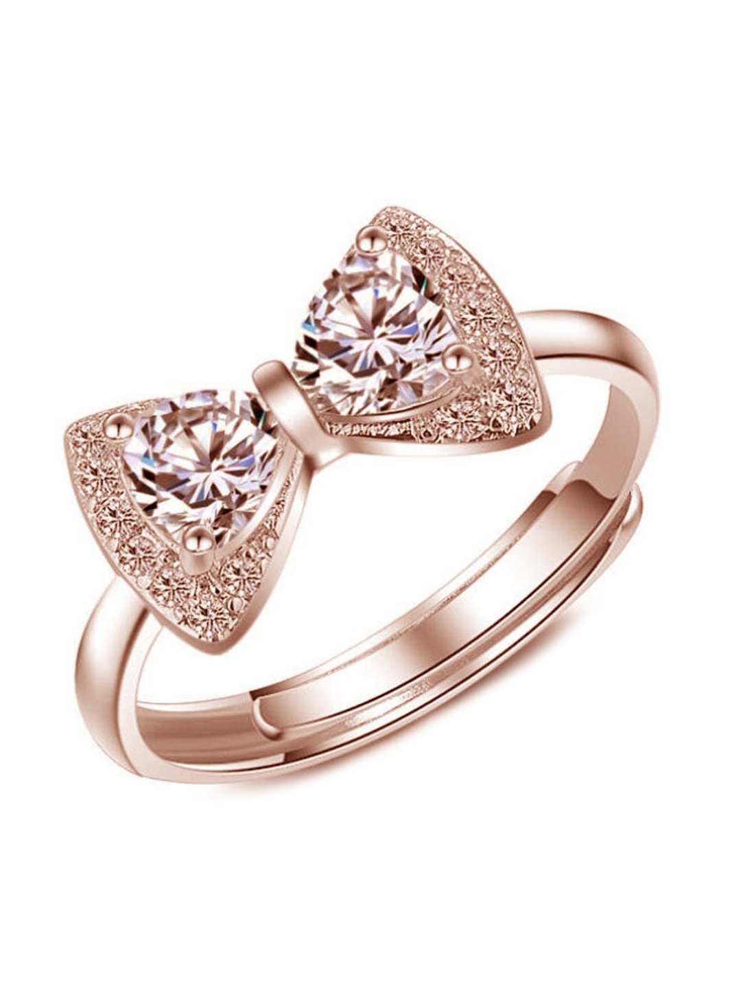 

MYKI Rose Gold-Plated CZ-Studded Adjustable Finger Ring