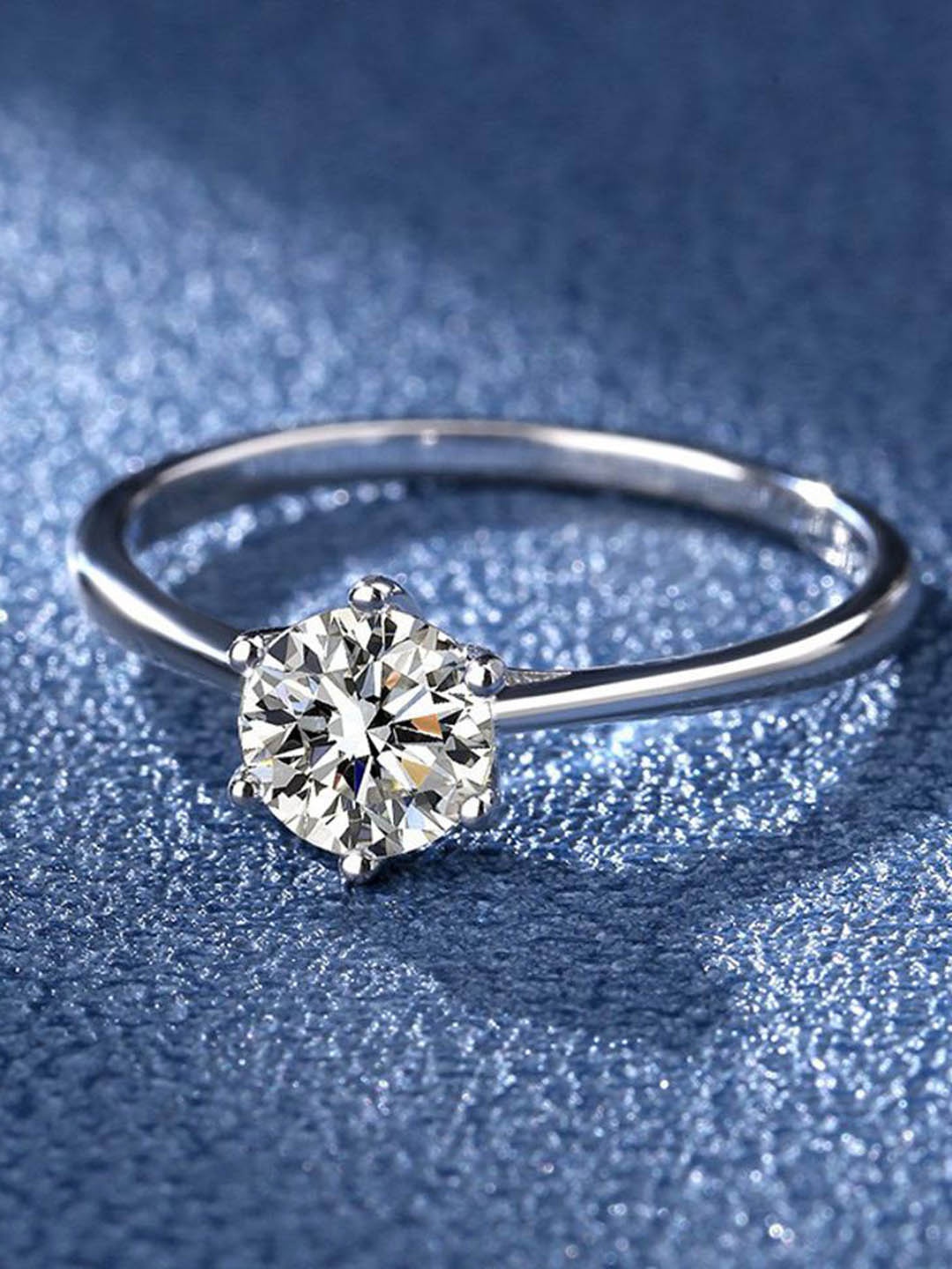 

MYKI Silver-Plated CZ-Studded Adjustable Finger Ring
