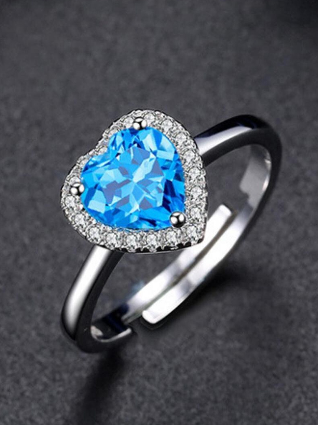 

MYKI Silver-Plated CZ-Studded Adjustable Finger Ring