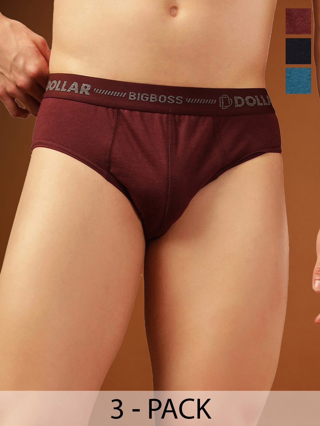 

Dollar Bigboss Men Pack of 3 Cotton Double Pouch Support Brief MDBR-01-R1-PO3, Black