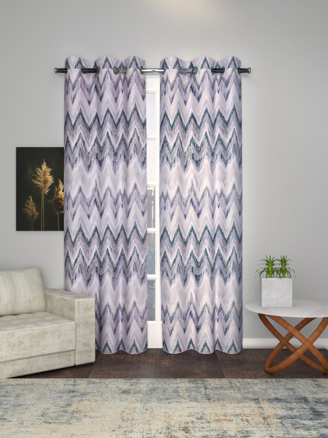 

Soumya Grey & Purple Abstract Room Darkening Door Curtain