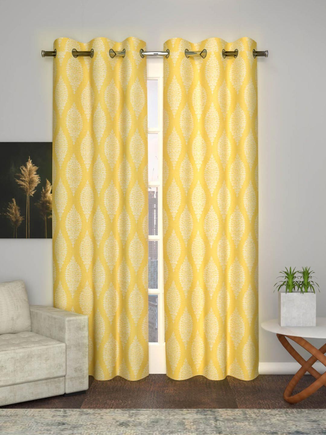 

Soumya Yellow & White Ethnic Motifs Room Darkening Long Door Curtain
