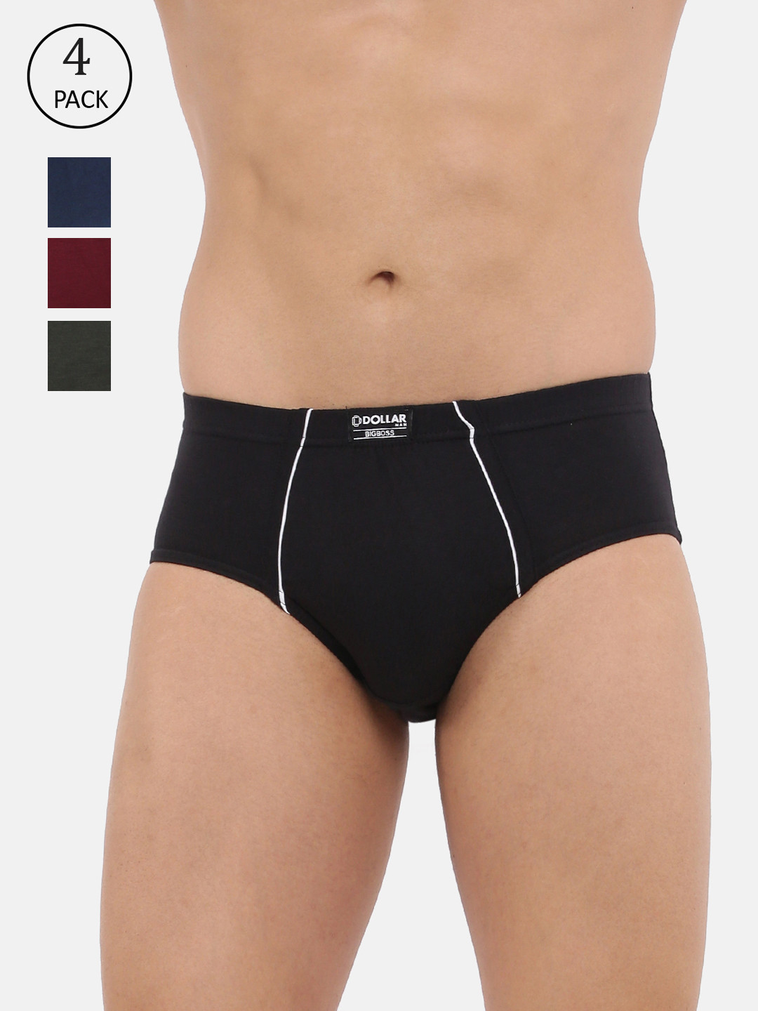 

Dollar Bigboss Men's Solid Pack of 4 Anti-Microbial Brief MDBR-04-PO4-R1-BB, Multi