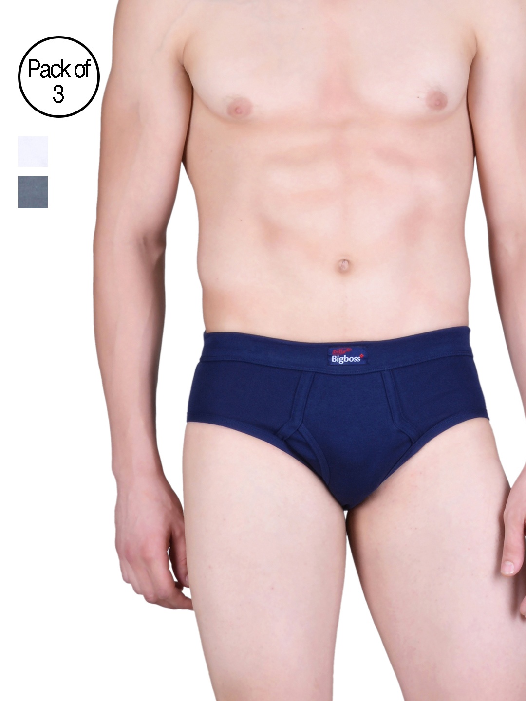 

Dollar Bigboss Men Pack of 3 Solid Spandex Integrated Cotton Briefs MDBR-06-PO3-R1, Grey