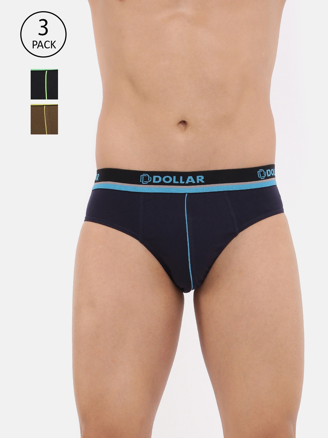 

Dollar Bigboss Men Pack of 3 Super Combed Cotton Brief MDBR-07-R1-PO3, Black