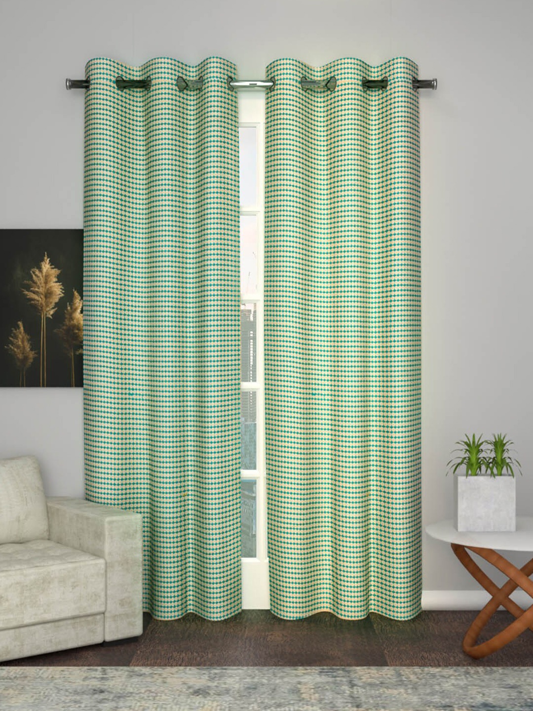 

Soumya Green & Yellow Self Design Sheer Door Curtain