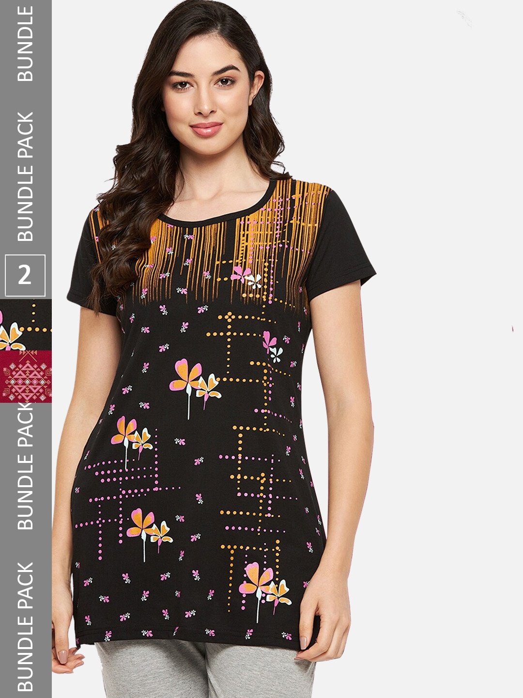 

VERO AMORE Pack Of 2 Printed Lounge T-Shirts, Black