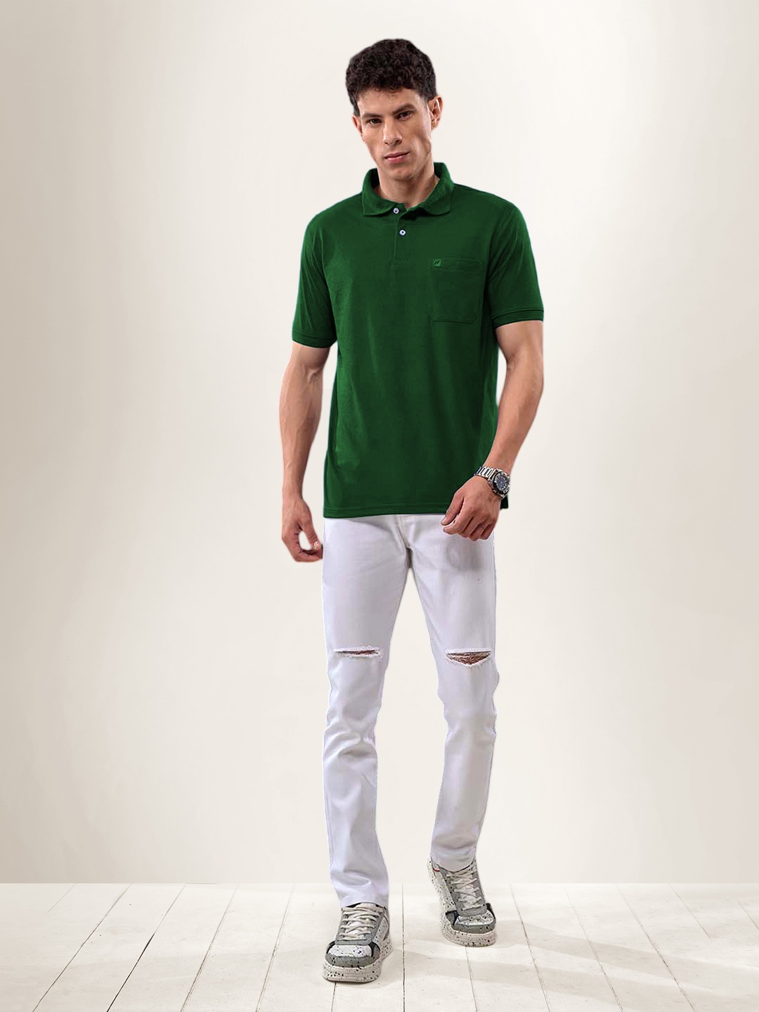 

LUX NITRO Polo Collar Anti Odour Pocket T-shirt, Green