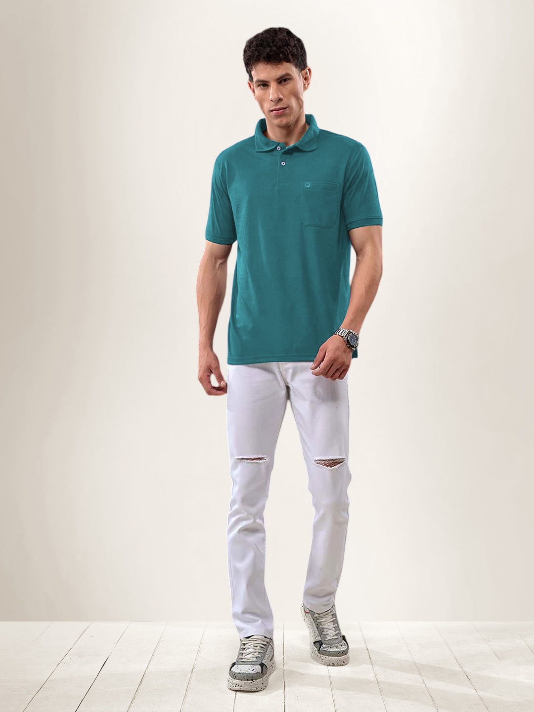 

LUX NITRO Polo Collar Anti Odour Pockets T-shirt, Teal