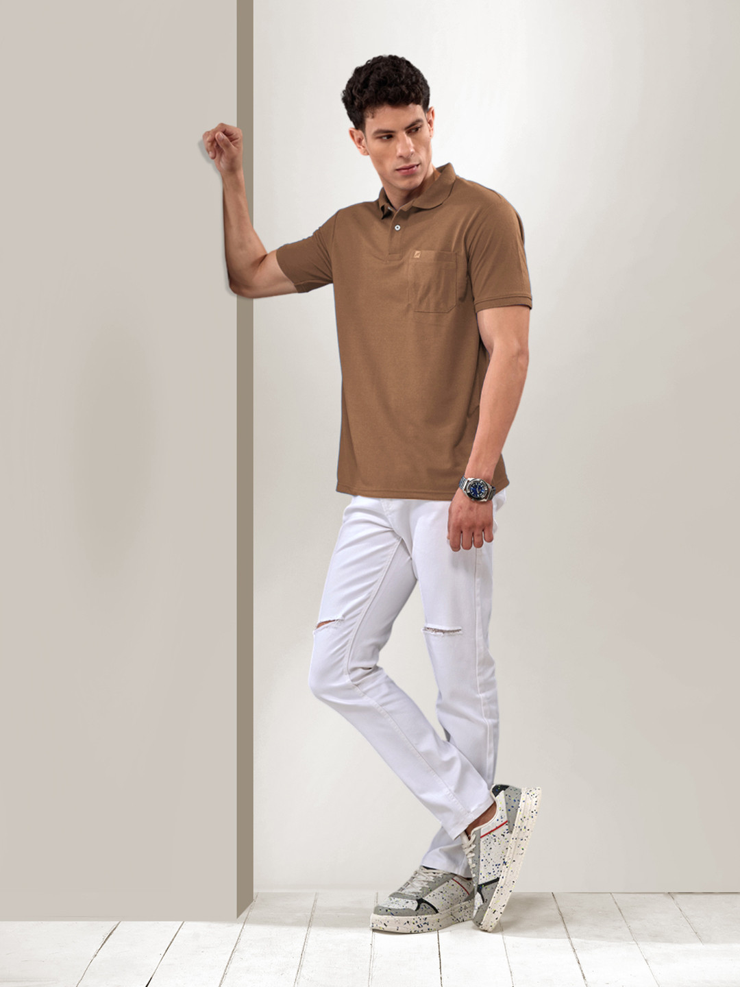 

LUX NITRO Polo Collar Anti Odour Pockets T-shirt, Brown