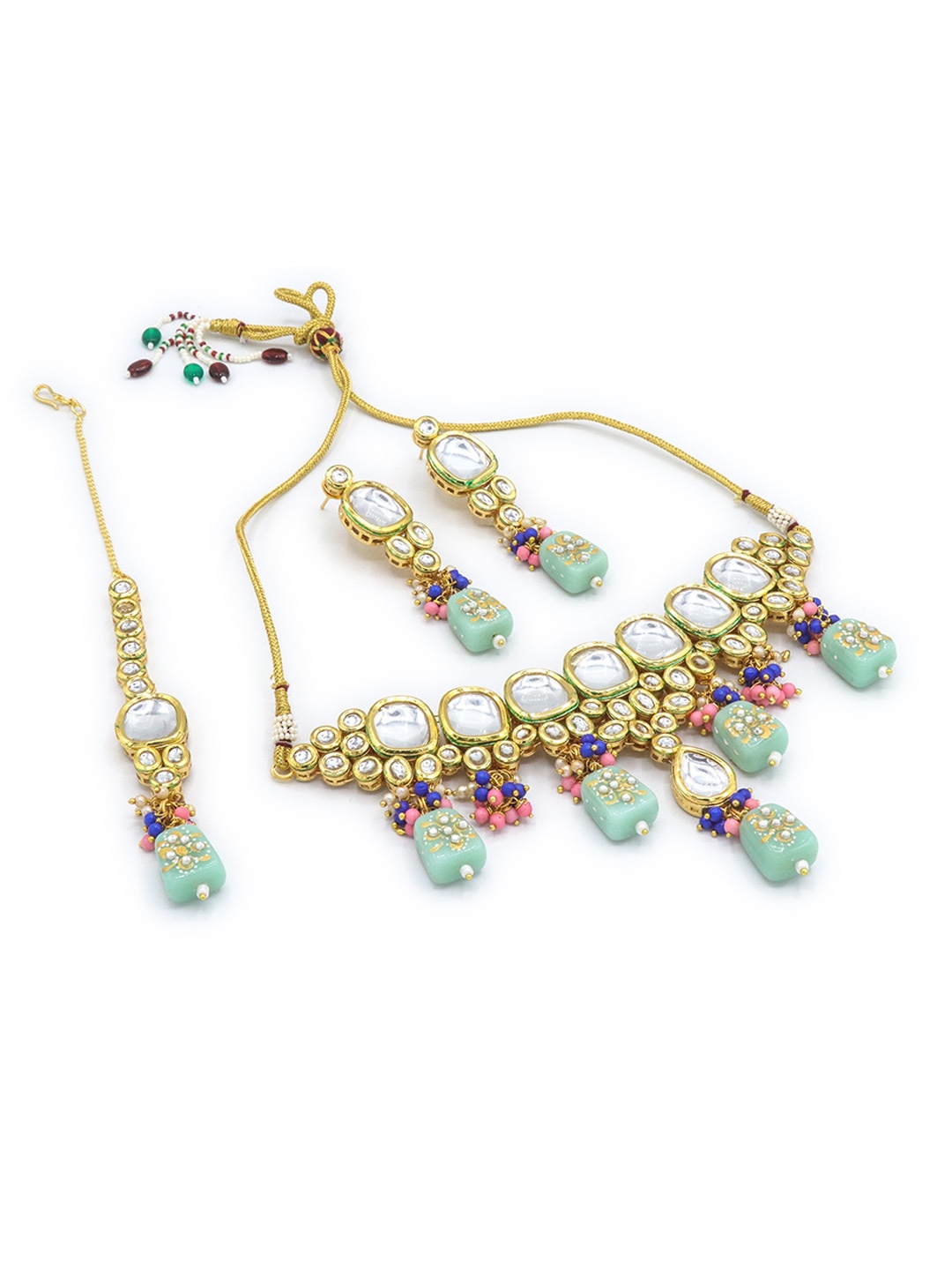 

AASHISH IMITATION Gold-Plated Kundan-Studded & Beaded Jewellery Set