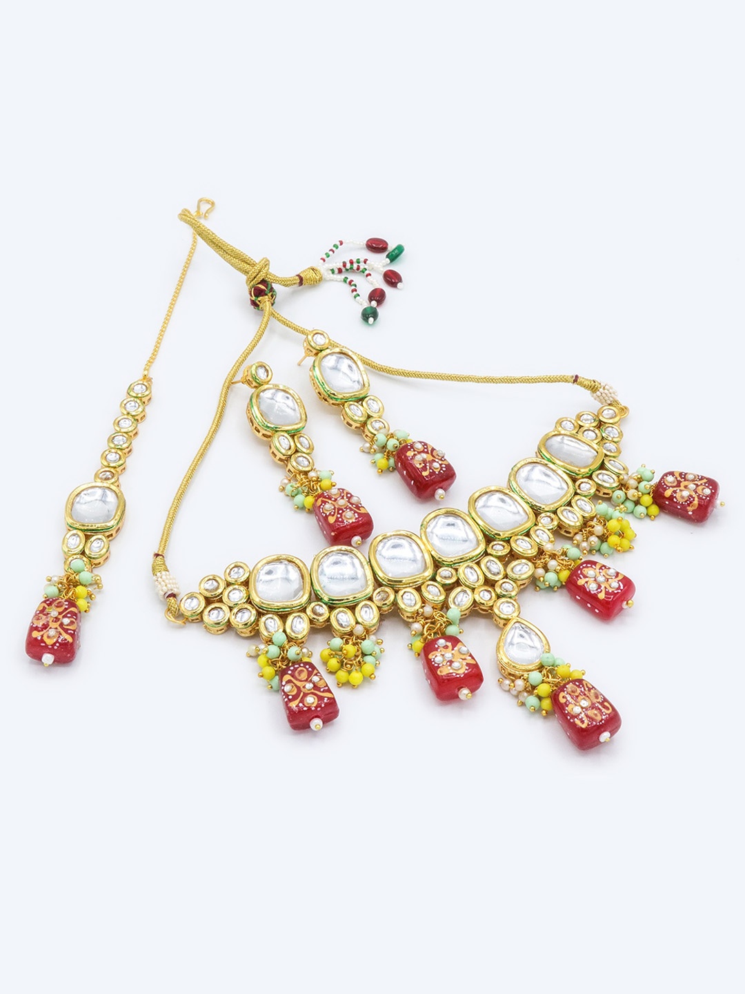 

AASHISH IMITATION Gold-Plated Kundan-Studded & Beaded Jewellery Set