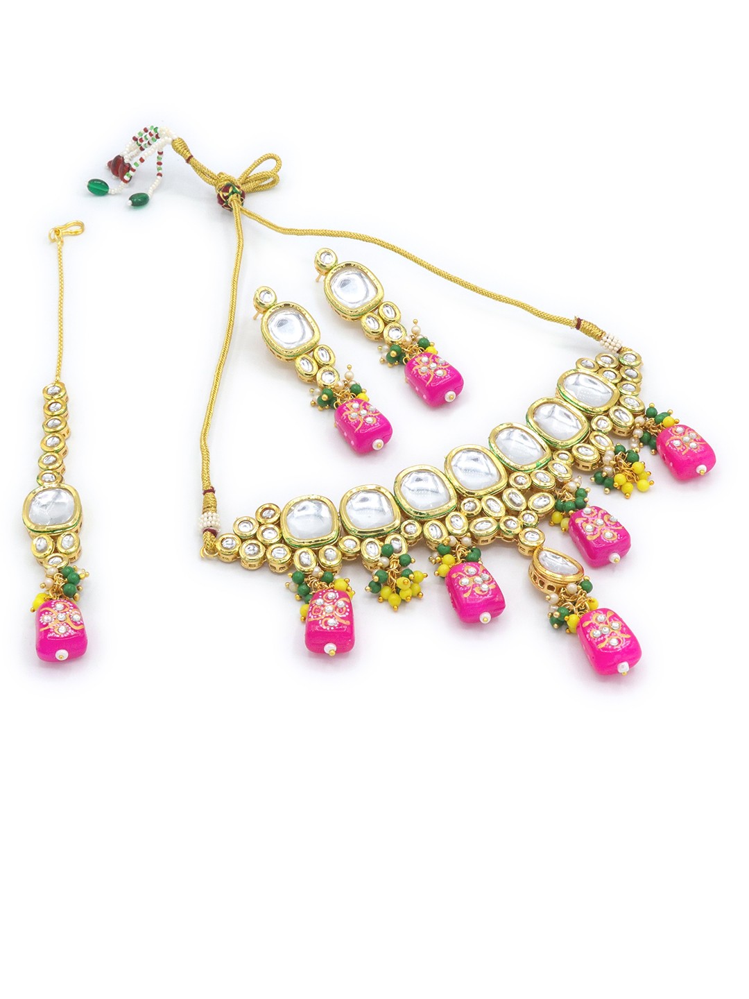 

AASHISH IMITATION Gold-Plated Kundan-Studded & Beaded Jewellery Set