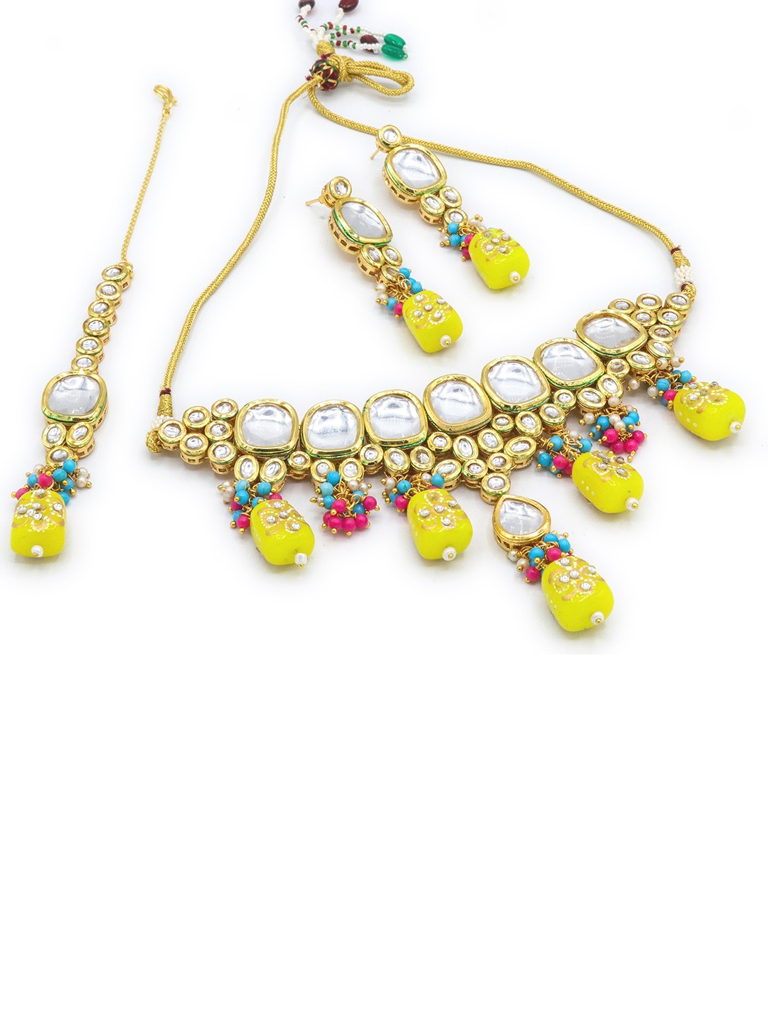 

AASHISH IMITATION Gold-Plated Kundan-Studded & Beaded Jewellery Set