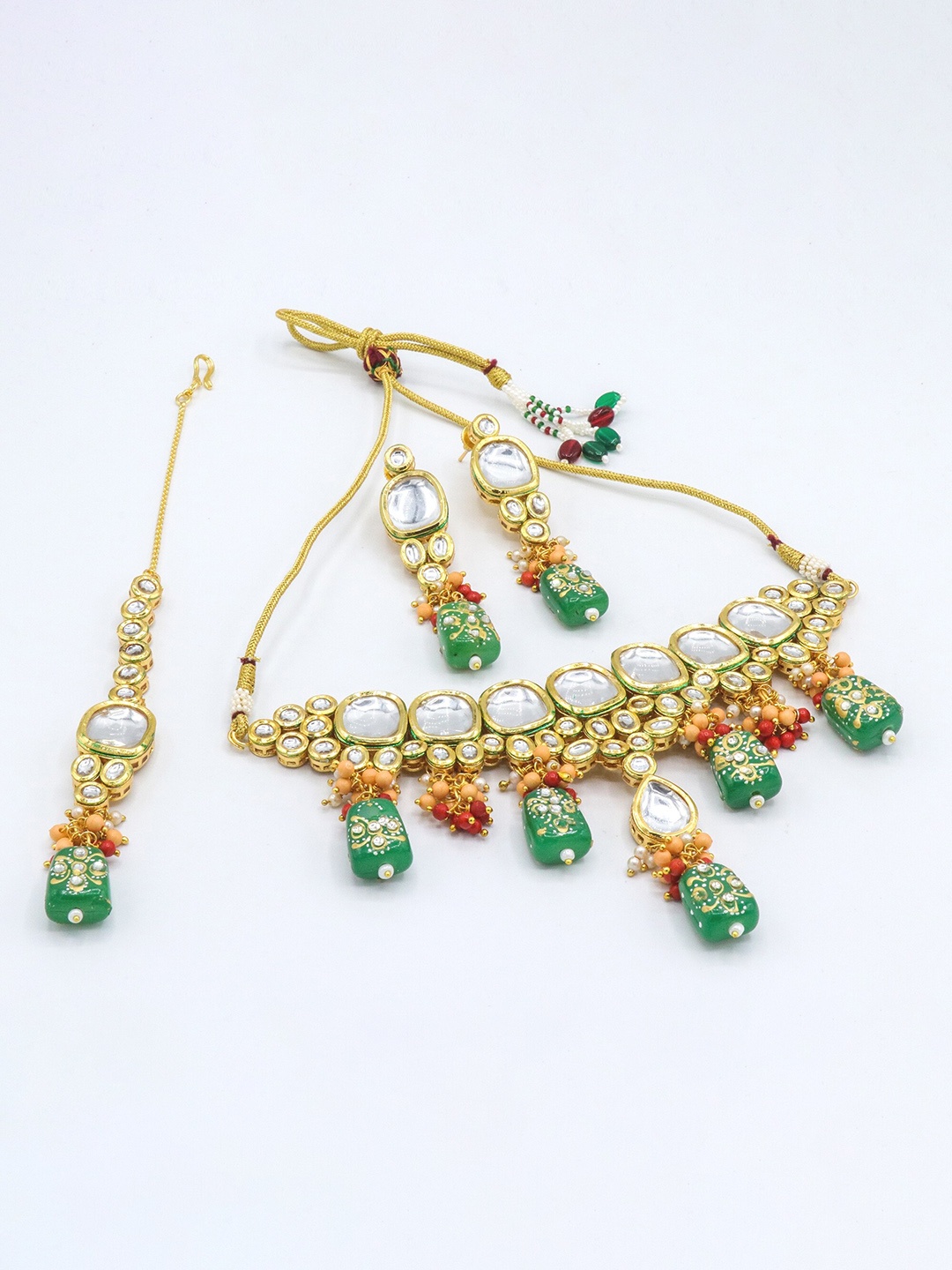 

AASHISH IMITATION Gold-Plated Kundan-Studded & Beaded Jewellery Set