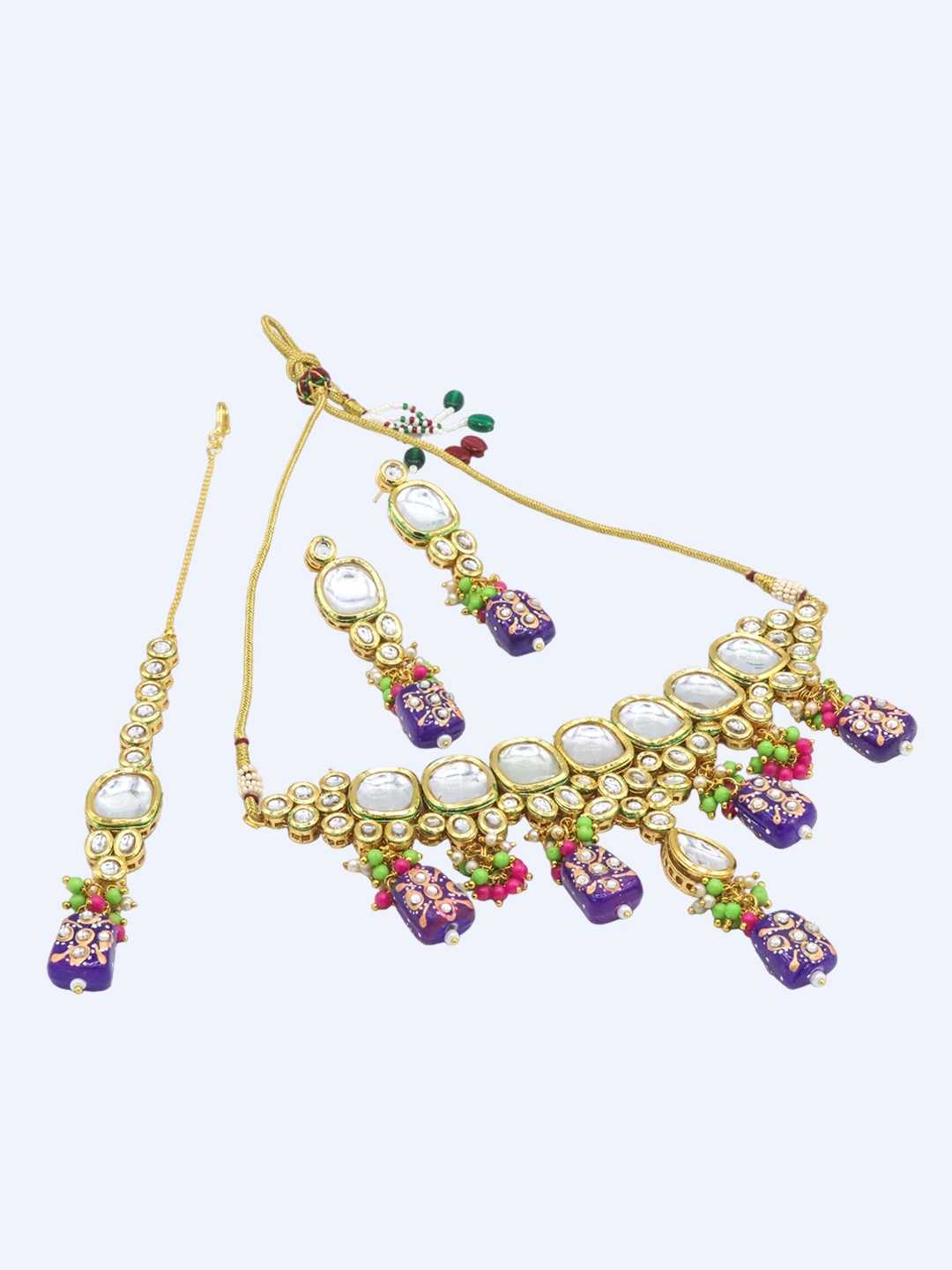 

AASHISH IMITATION Gold-Plated Kundan-Studded & Beaded Jewellery Set