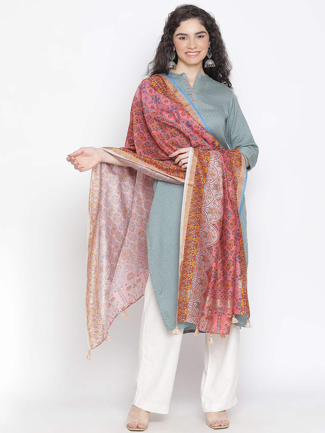 

SHINGORA Ethnic Motifs Printed Dupatta, Pink