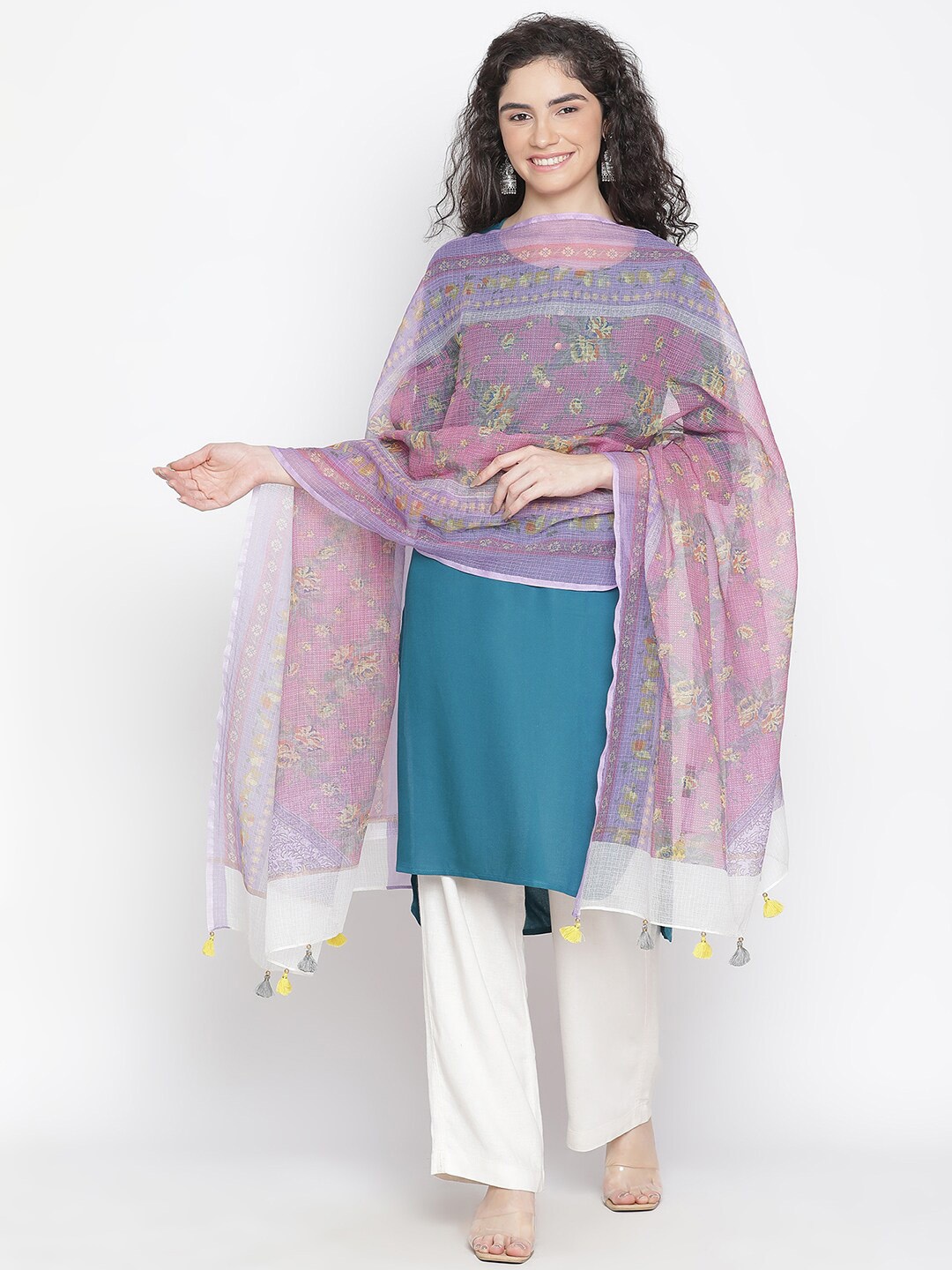 

SHINGORA Floral Printed Dupatta, Mauve