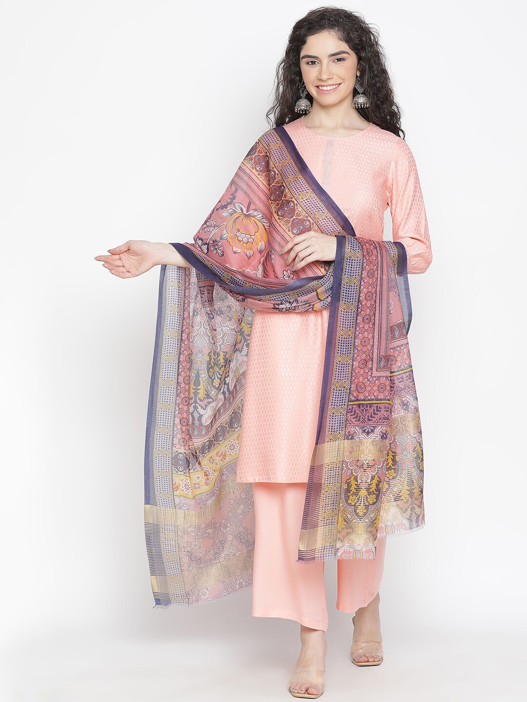 

SHINGORA Ethnic Motifs Printed Dupatta, Pink