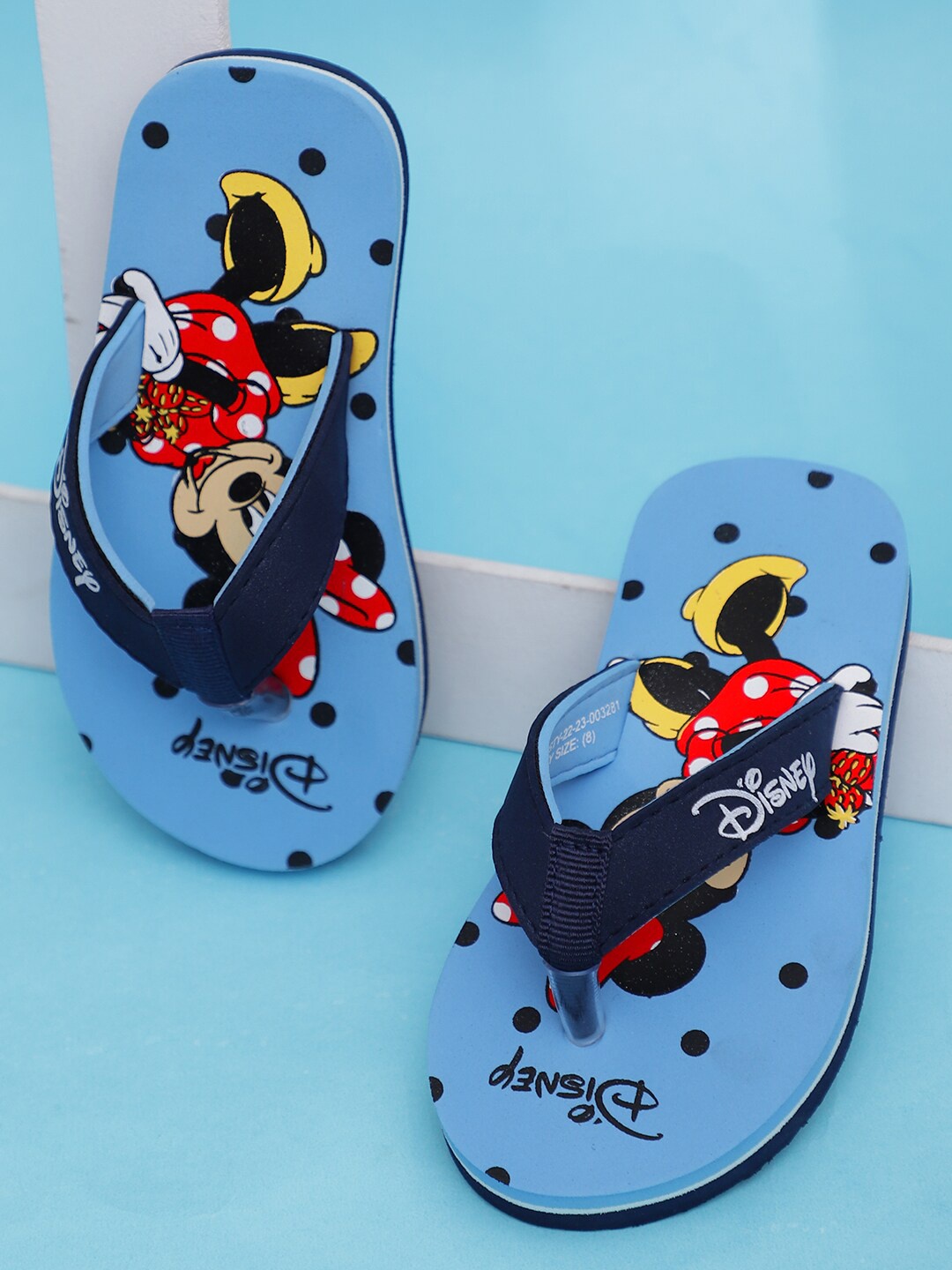 

Kids Ville Girls Minnie Printed Waterproof Strap Thong Flip Flops, Blue