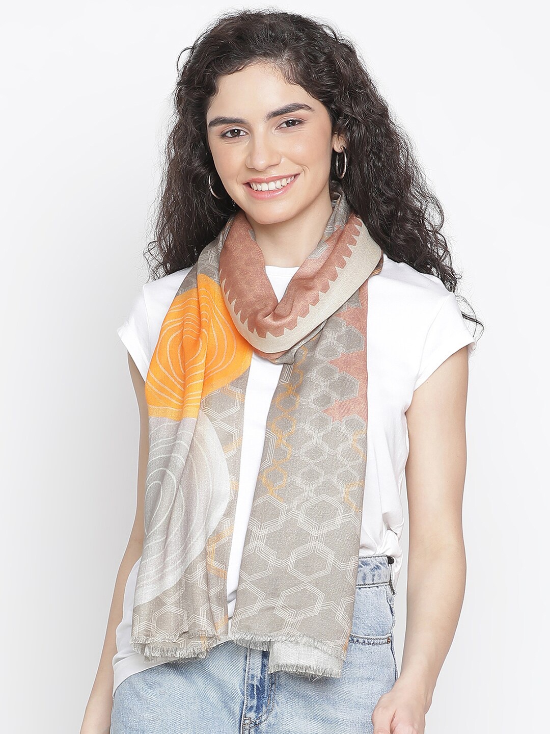

SHINGORA Printed Stole, Brown