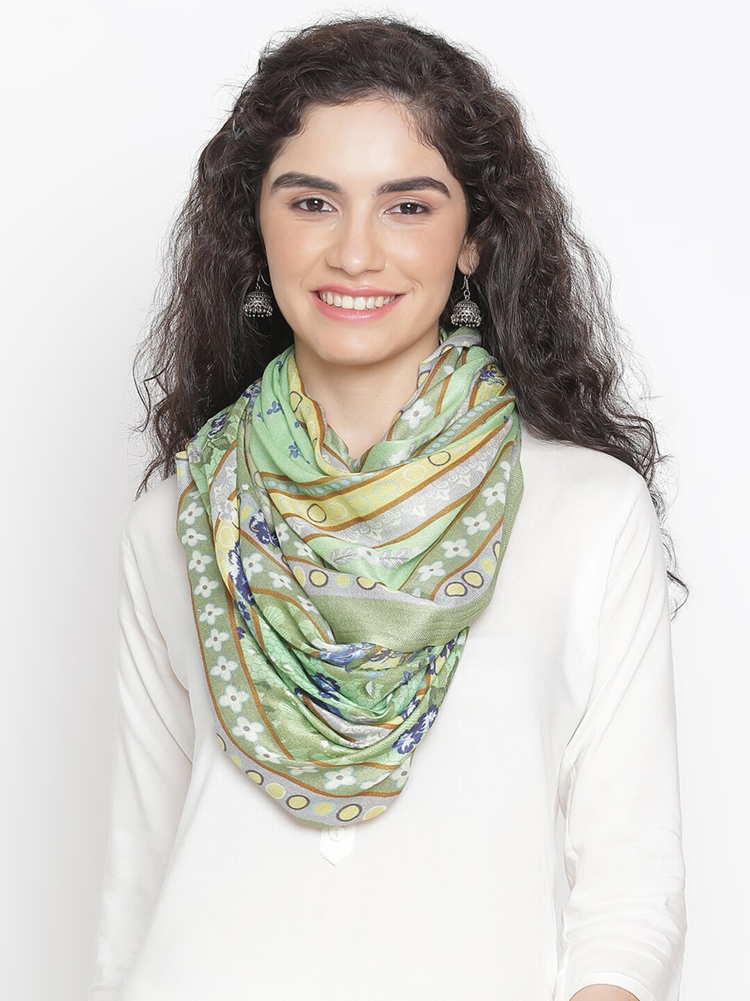 

SHINGORA Floral Printed Stole, Green