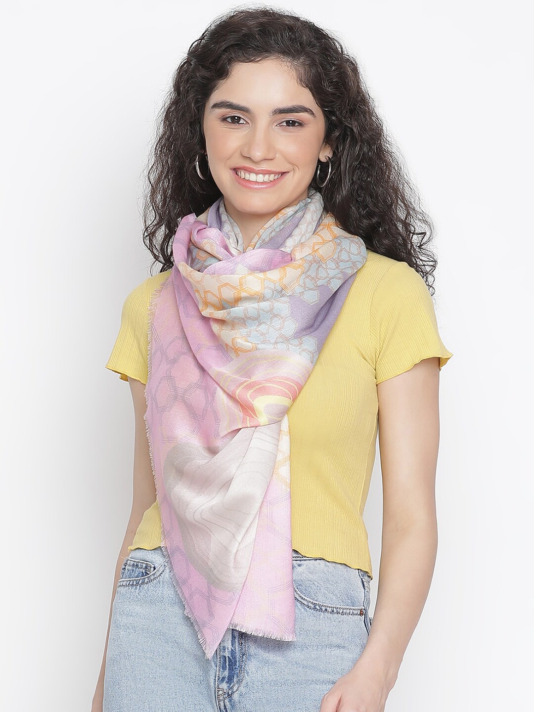 

SHINGORA Printed Stole, Pink