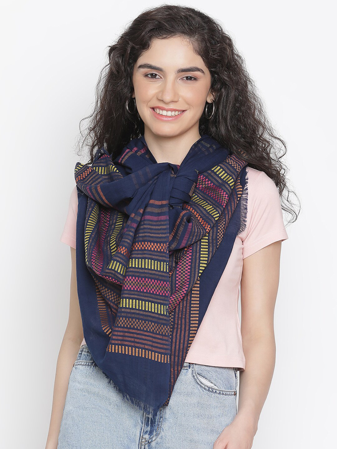 

SHINGORA Woven Design Stole, Blue