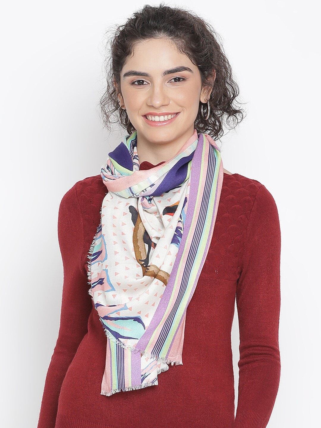 

SHINGORA Printed Stole, Pink
