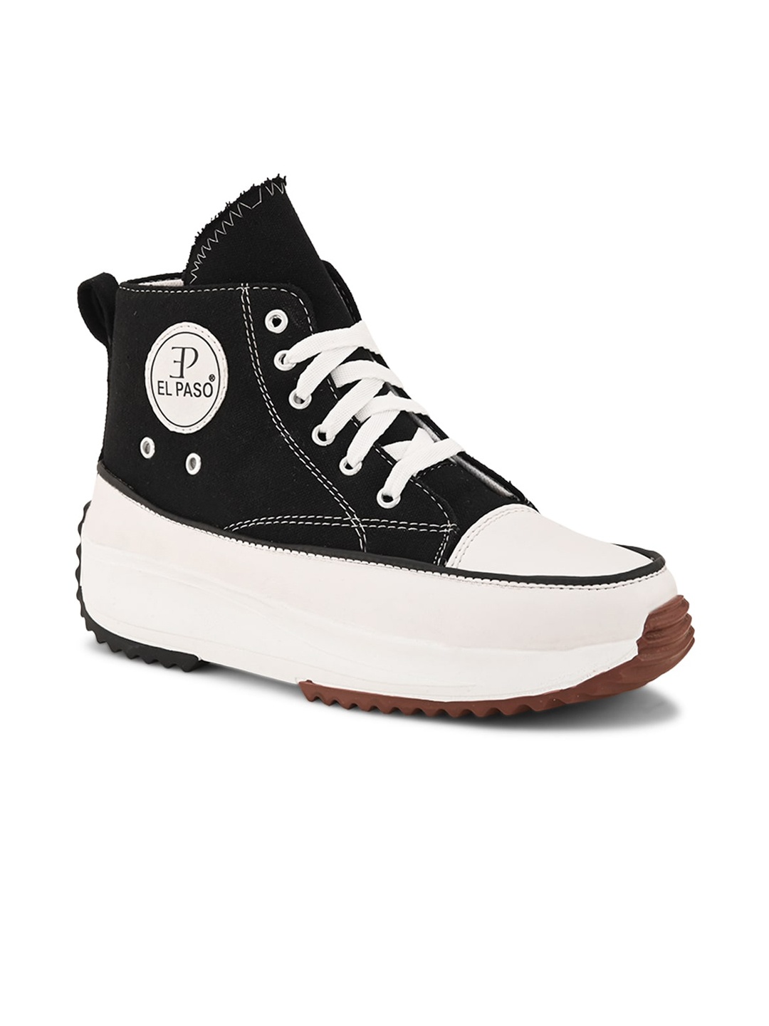 

El Paso Men Mid Top Lightweight Comfort Insole Contrast Sole Sneakers, Black