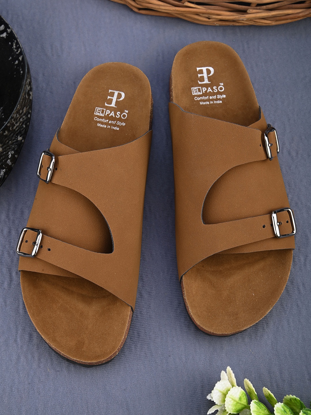 

El Paso Men Textured Comfort Sandals, Tan