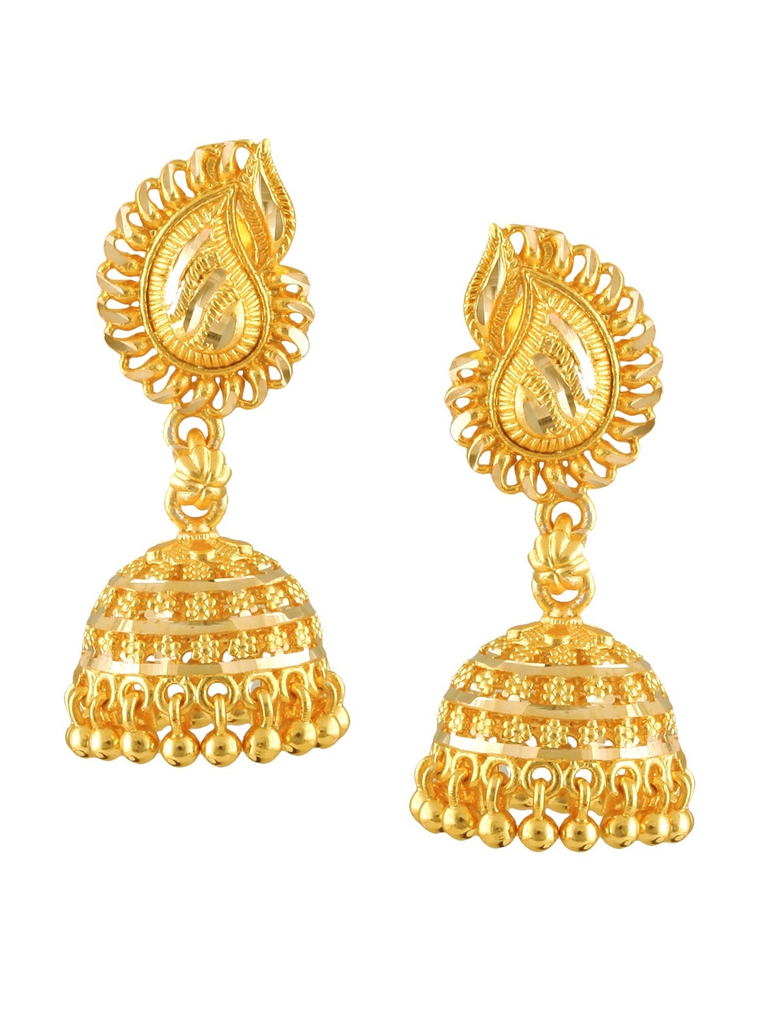 

Vighnaharta Gold-Plated Floral Jhumkas Earrings