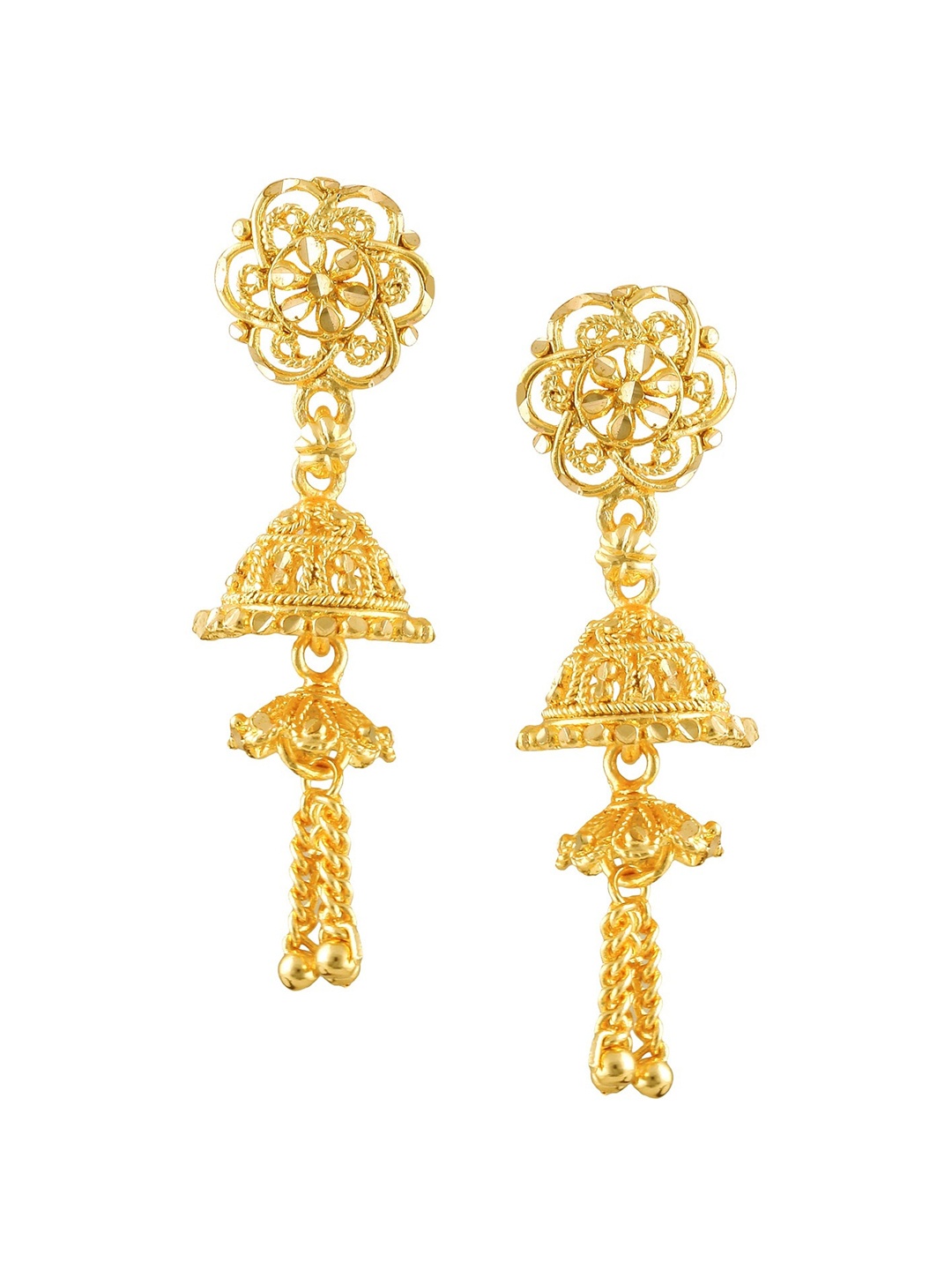 

Vighnaharta Gold-Toned Floral Jhumkas Earrings