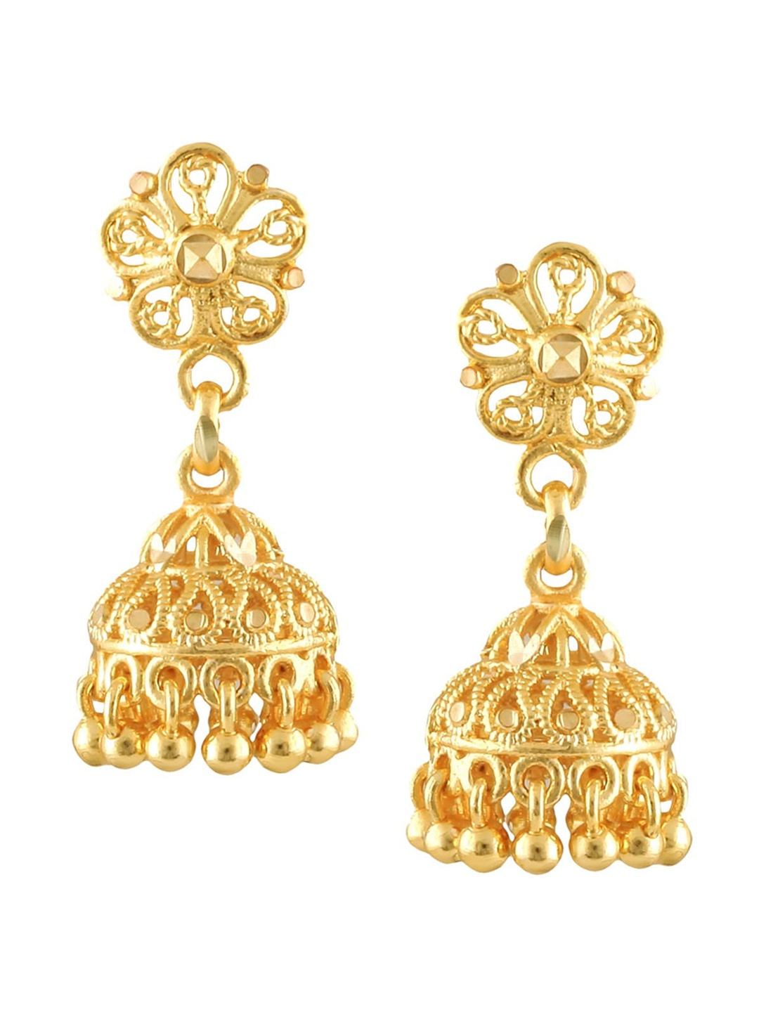 

Vighnaharta Gold-Toned Floral Jhumkas Earrings