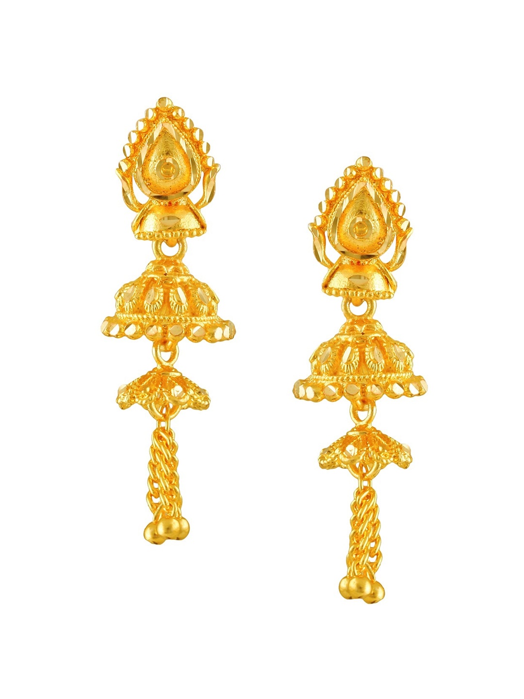 

Vighnaharta Gold-Toned Floral Jhumkas Earrings