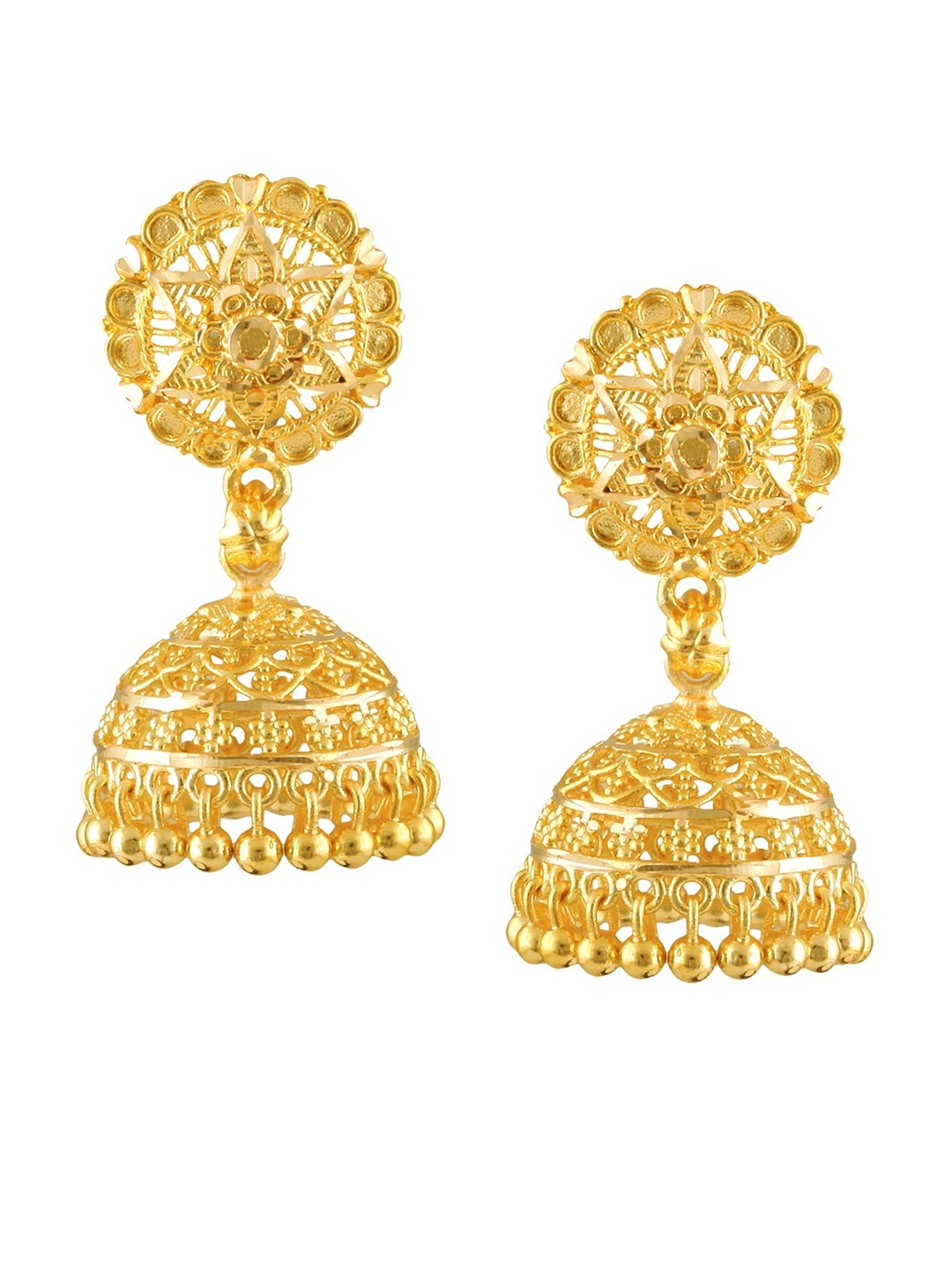 

Vighnaharta Gold-Toned Floral Jhumkas Earrings