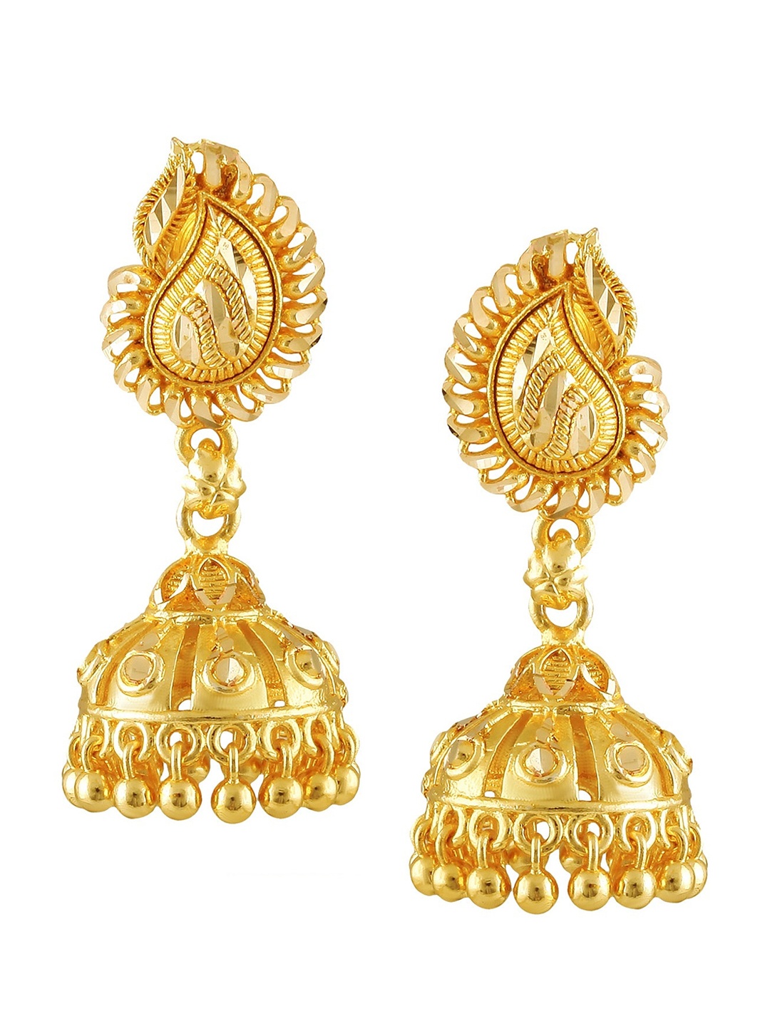 

Vighnaharta Gold-Toned Floral Jhumkas Earrings